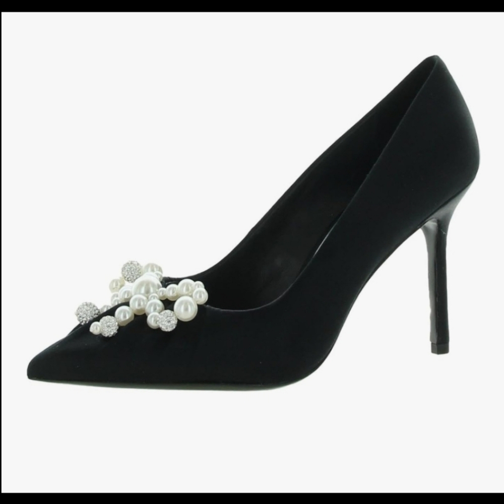 Kate Spade New York Womens Elodie High Black Satin Stiletto Pumps Shoes NWT